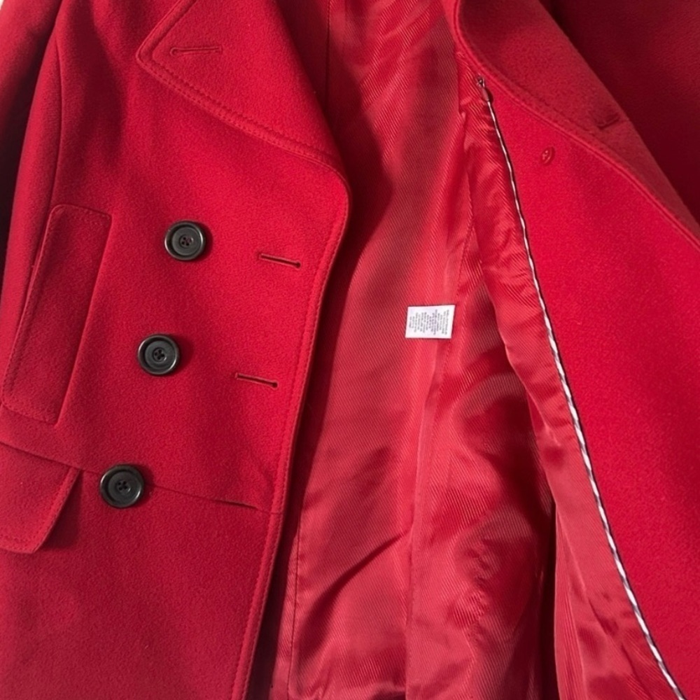 Banana Republic Wool Blend Peacoat Red XS Classic Double Breasted Coat - Picture 5 of 9